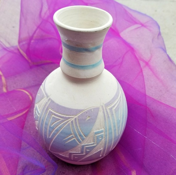 Hand Crafted Other - Relisted -Mexican Pottery Vase R. Gonza Pastel